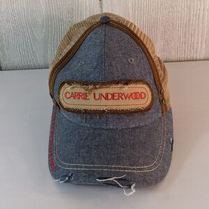 Carrie Underwood The Storyteller Tour Denim Distressed Trucker Hat EUC OSFM
